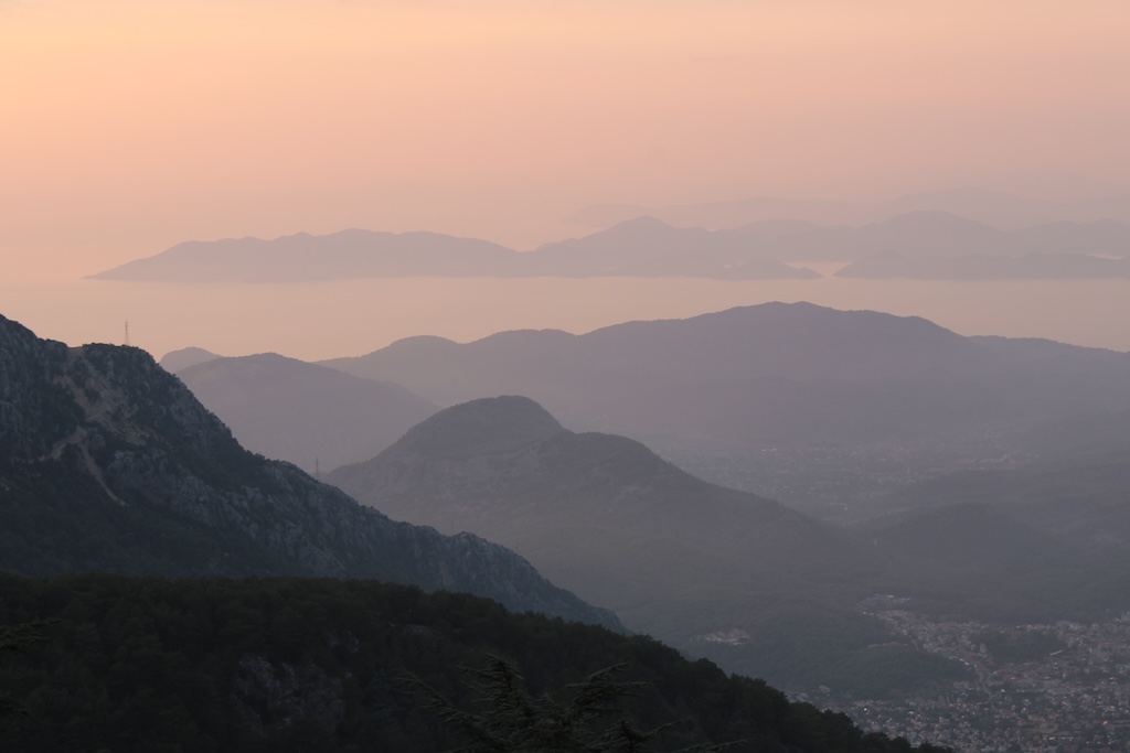 Mountain layers at dusk