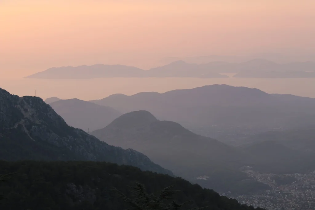 Mountain layers at dusk